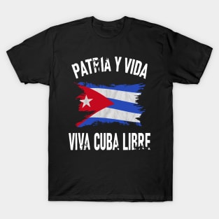 Cuba Libre Freedom Free Cuba Vintage Cuban Flag T-Shirt